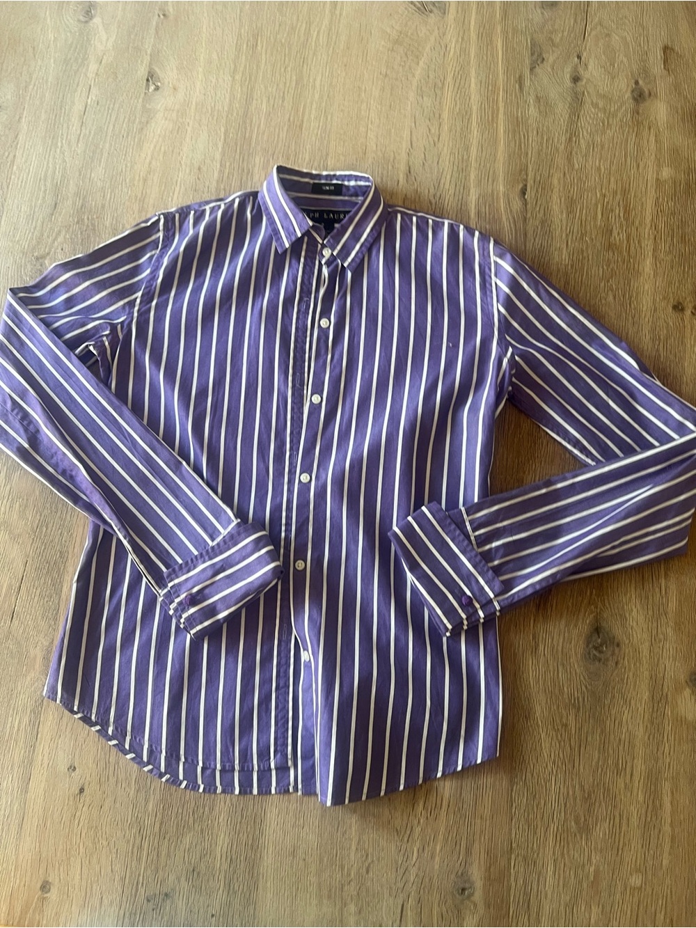 Women's Ralph Lauren Striped Purple Button-Down fitted w/ knot cuff links